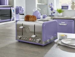 Swan 4 Slice Retro Purple Toaster