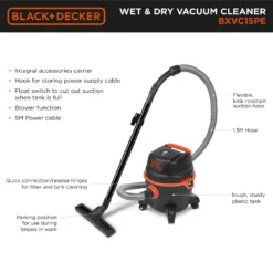 Black & Decker BXVC15PE Vacuum 15 L Dry&wet 1200 W -Quality Home Appliances Store 464e488b63cdcb7a2c2df86dbafa6903