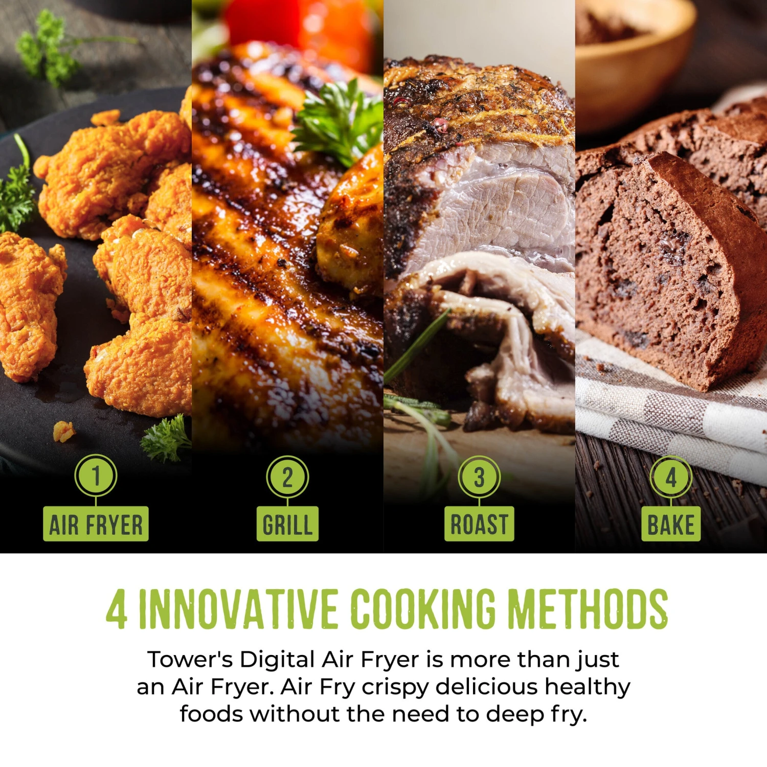 Tower T17127WHT Fryer Single 6 L Stand-alone 1700 W Hot Air Fryer White 3 Tower T17127WHT Fryer Single 6 L Stand-alone 1700 W Hot Air Fryer White - Image 3