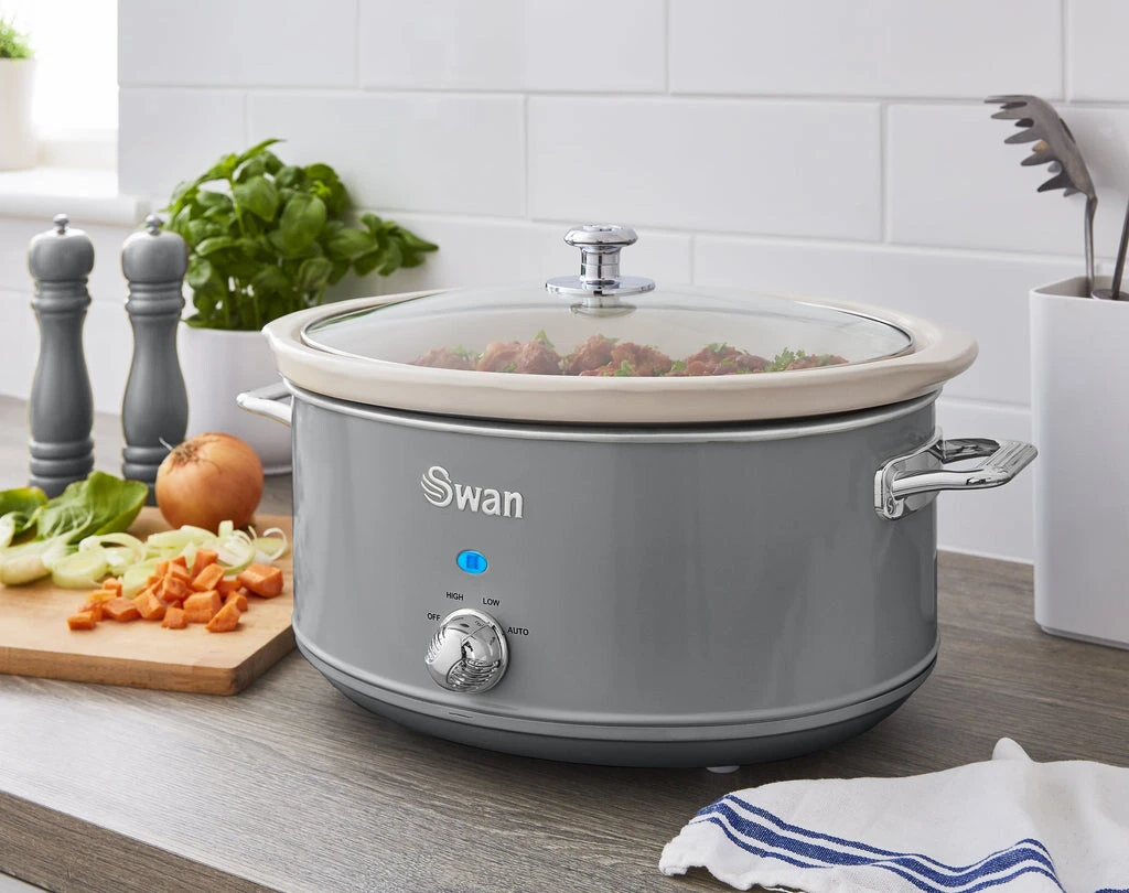 Swan 6.5L Slow Cooker Retro Grey 1 Swan 6.5L Slow Cooker Retro Grey