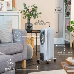 Russell Hobbs RHOFR5001 Electric Space Heater Indoor White 1500 W Oil Electric Space Heater -Quality Home Appliances Store 8723b3e070f38e5528c38bd42a988904