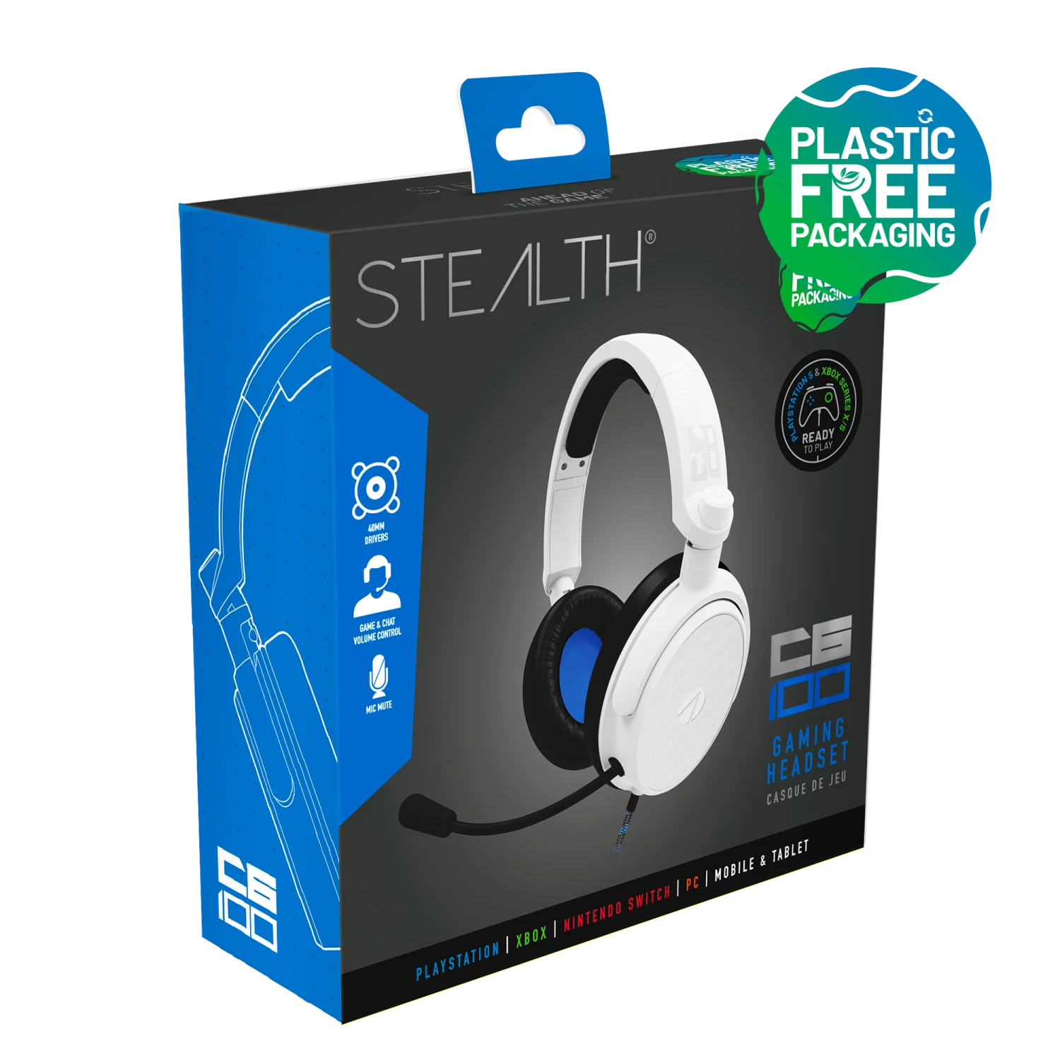 Stealth C6-100 Gaming Headset For PS4/PS5, XBOX, Switch, PC - Blue/White 1 Stealth C6-100 Gaming Headset For PS4/PS5, XBOX, Switch, PC - Blue/White