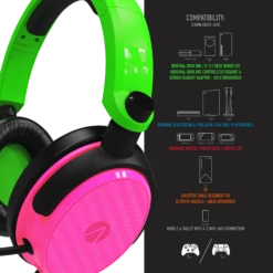 Stealth C6-100 Gaming Headset For Switch, XBOX, PS4/PS5, PC - Neon Green/Pink 12 Stealth C6-100 Gaming Headset For Switch, XBOX, PS4/PS5, PC - Neon Green/Pink -Quality Home Appliances Store C6 100GRN PNK 3