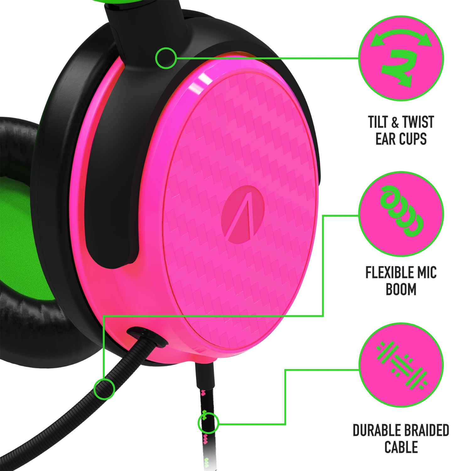 Stealth C6-100 Gaming Headset For Switch, XBOX, PS4/PS5, PC - Neon Green/Pink 6 Stealth C6-100 Gaming Headset For Switch, XBOX, PS4/PS5, PC - Neon Green/Pink - Image 6