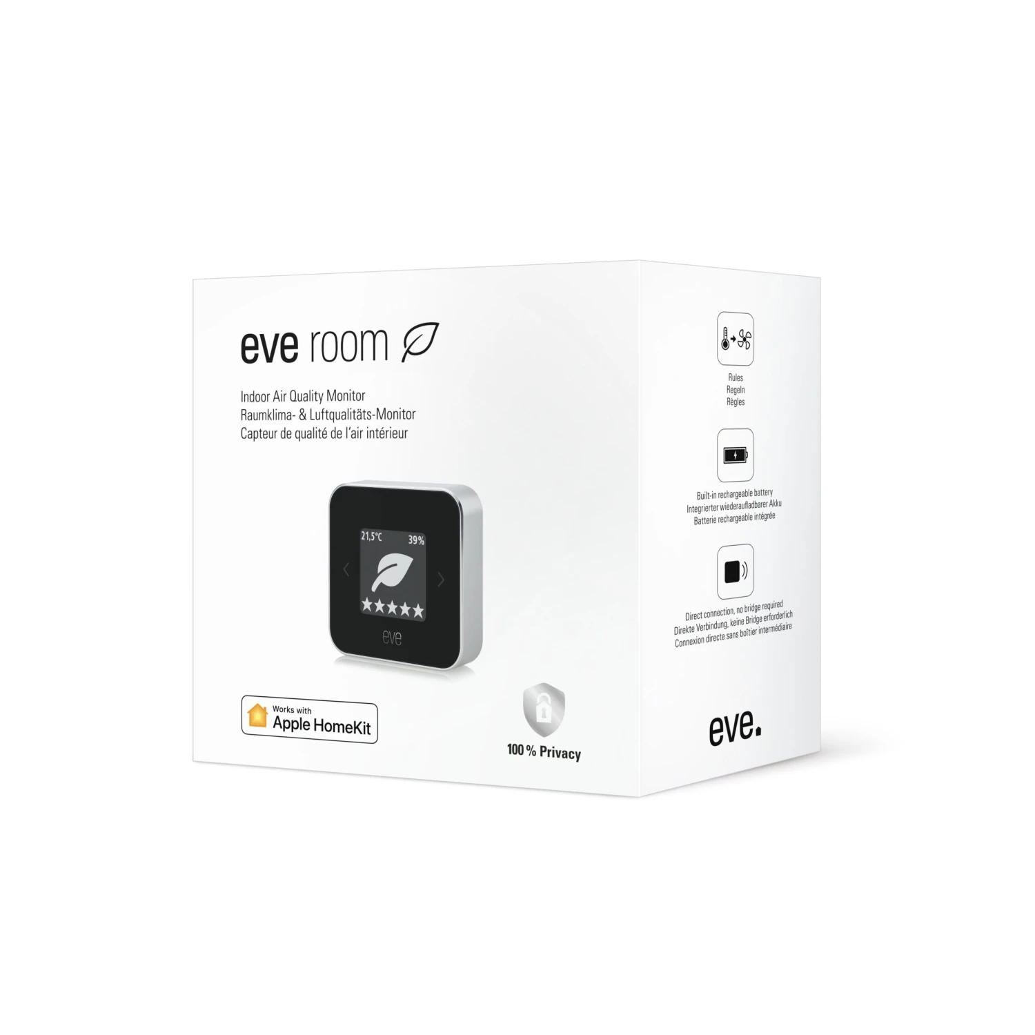 Eve Room Indoor Air Quality Sensor With Apple HomeKit Technology 1 Eve Room Indoor Air Quality Sensor With Apple HomeKit Technology