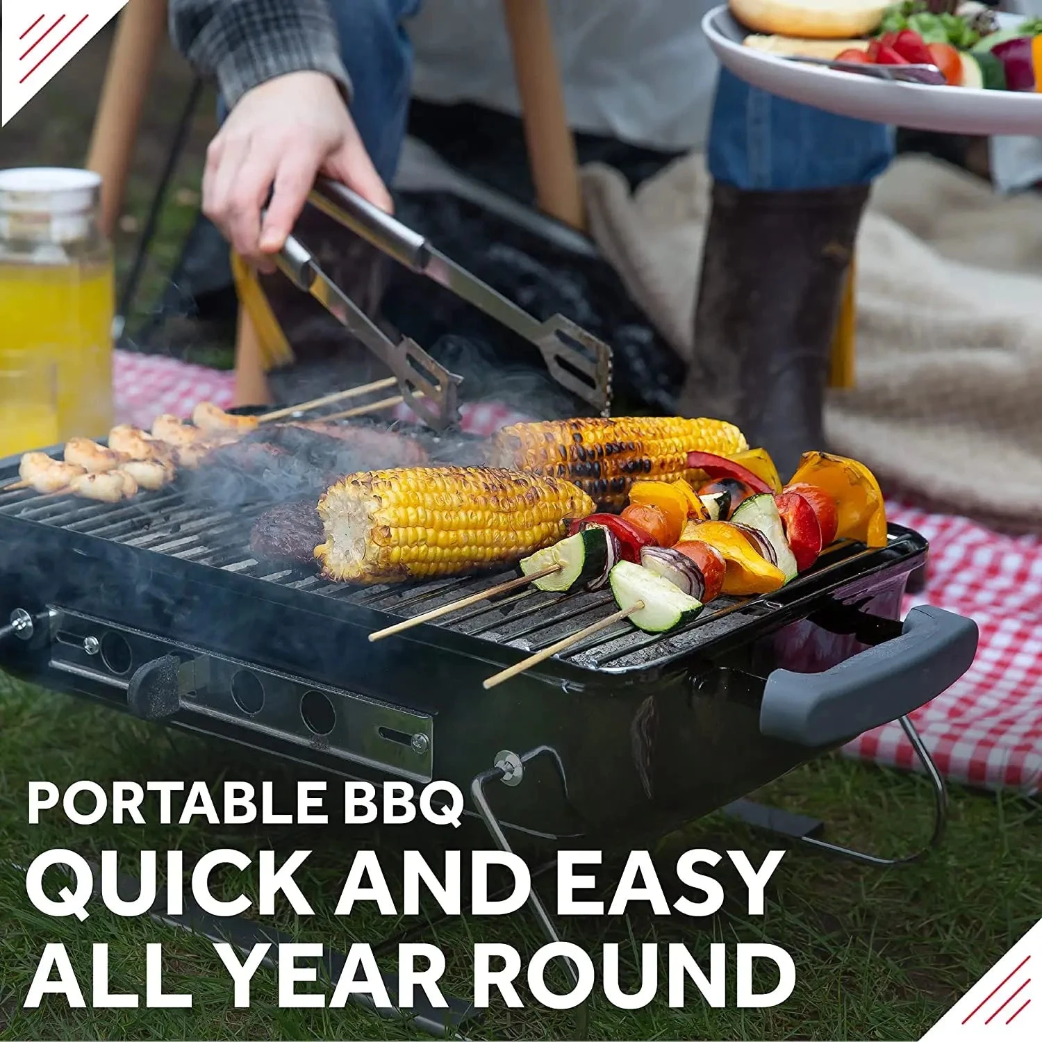 George Foreman GFPTBBQ1004B On-The-Go Portable Charcoal BBQ- Black 3 George Foreman GFPTBBQ1004B On-The-Go Portable Charcoal BBQ- Black - Image 3