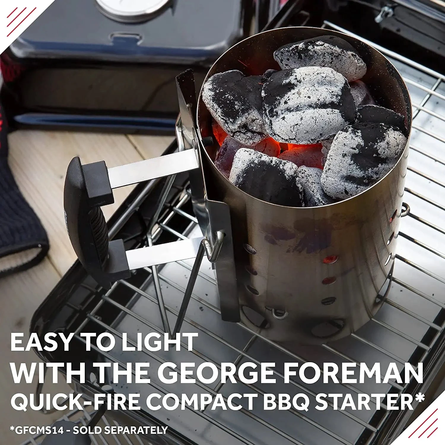 George Foreman GFPTBBQ1004B On-The-Go Portable Charcoal BBQ- Black 7 George Foreman GFPTBBQ1004B On-The-Go Portable Charcoal BBQ- Black - Image 7