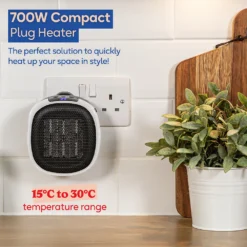 Russell Hobbs RHPH7001W 700W Compact Ceramic Plug Heater - White -Quality Home Appliances Store RHPH7001W Lifestlye 1000px 1