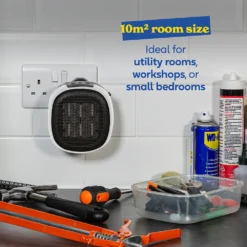 Russell Hobbs RHPH7001W 700W Compact Ceramic Plug Heater - White -Quality Home Appliances Store RHPH7001W Lifestlye 1000px 3