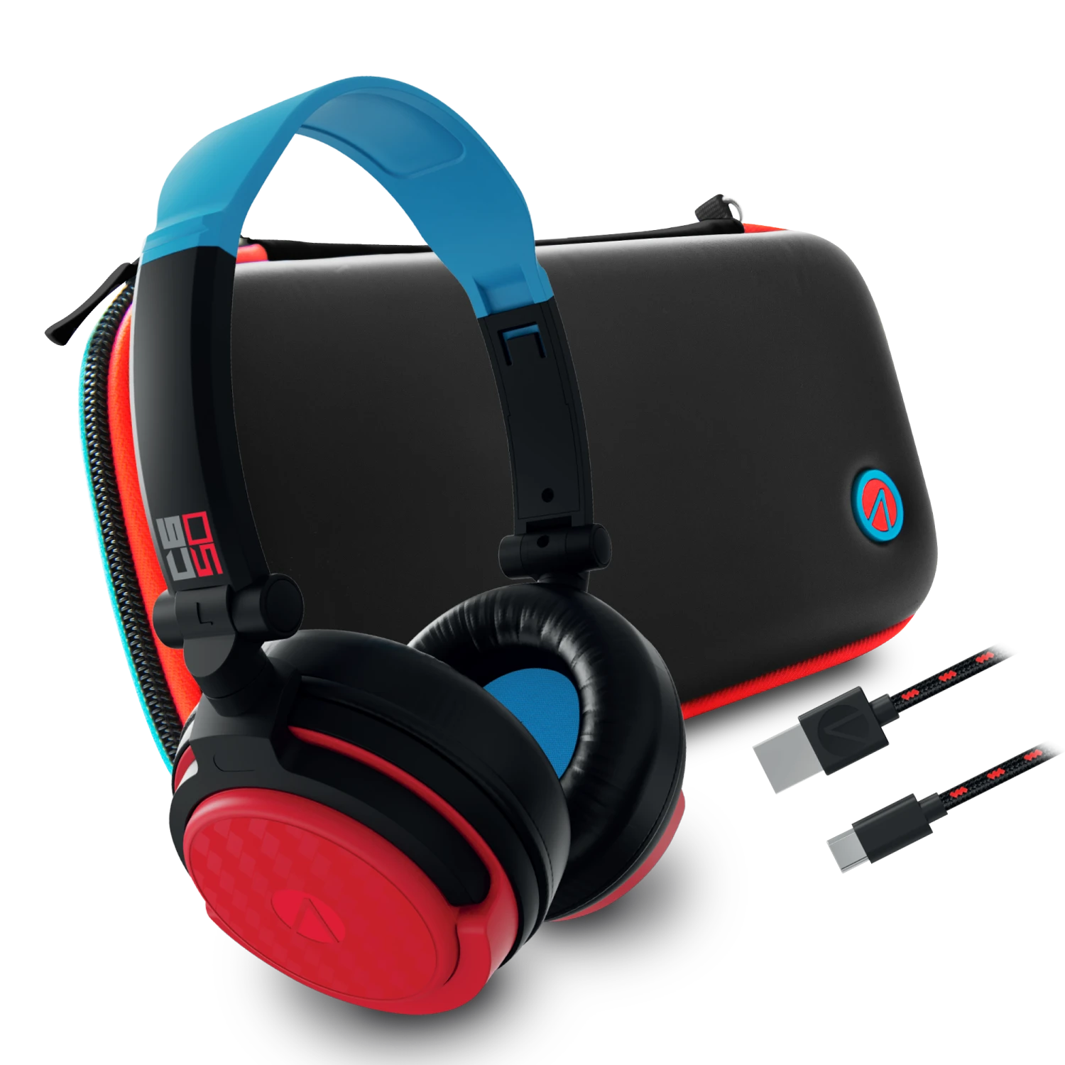 Stealth Premium Travel Kit For Nintendo Switch, Switch Lite & OLED - Gaming Headset, Braided Cable & Travel Case - Neon Red And Blue 2 Stealth Premium Travel Kit For Nintendo Switch, Switch Lite & OLED - Gaming Headset, Braided Cable & Travel Case - Neon Red And Blue - Image 2