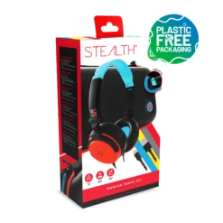 Stealth Premium Travel Kit For Nintendo Switch, Switch Lite & OLED - Gaming Headset, Braided Cable & Travel Case - Neon Red And Blue