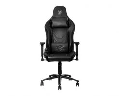 MSI MAG CH130X Gaming Chair 'Black With Carbon Fiber Design With Velvet Trim, Carbon Steel Frame, Reclinable Backrest, Adjustable 2D Armrests, Foam, Ergonomic Headrest Pillow, Lumbar Support Cushion'