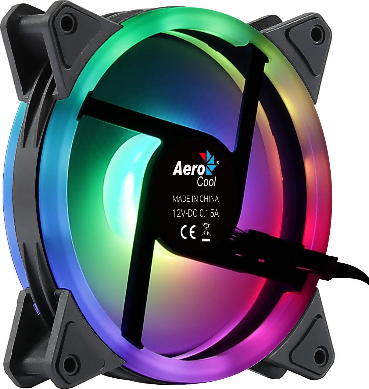 Aerocool DUO12 PC Fan 12cm ARGB LED Dual Ring Antivibration 6 Pins Black 5 Aerocool DUO12 PC Fan 12cm ARGB LED Dual Ring Antivibration 6 Pins Black - Image 5