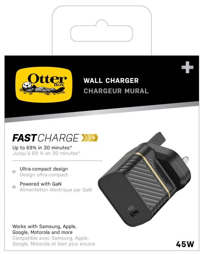 OtterBox USB-C PD GaN UK Wall Charger 45W, USB-C Fast Charger For Smartphone And Tablet, Drop Tested, Rugged, Ultra Durable, Black 1 OtterBox USB-C PD GaN UK Wall Charger 45W, USB-C Fast Charger For Smartphone And Tablet, Drop Tested, Rugged, Ultra Durable, Black