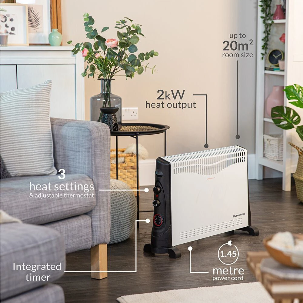 Russell Hobbs RHCVH4002 Electric Space Heater Indoor Black, White 2000 W Convector Electric Space Heater 4 Russell Hobbs RHCVH4002 Electric Space Heater Indoor Black, White 2000 W Convector Electric Space Heater - Image 4